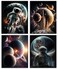Nilem Design Space Poster Set of 4 Unframed 8x10 Wall Art for Kids Room Decor