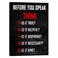 Pyradecor Motivational Think Before You Speak Classroom Positive Quotes Inspirational Poster Canvas Prints Wall Art for Office Living Room Home Decorations