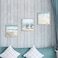 Lazy Ocean Seascape Pictures Framed Wall Artwork Ocean Wall Art Set of 3 Beach Chairs Drift Bottle Wall Art Coastal Prints on Wood for Bedroom