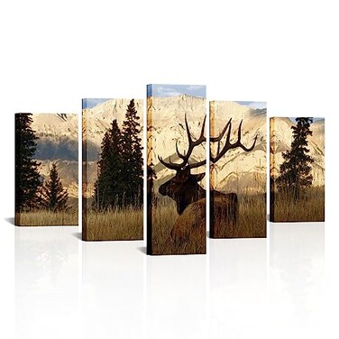 VVOVV Wall Decor Deer In Autumn Forest Painting Giclee Prints Wildlife Pictures Animal Elk Poster Canvas Art Wall Decor Modern Framed Artwork