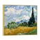 Wieco Art Framed Wall Art Canvas Prints of Wheat Field with Cypresses by Van Gogh Paintings Reproduction Abstract Artwork for Wall Decor Golden Frame