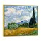 Wieco Art Framed Wall Art Canvas Prints of Wheat Field with Cypresses by Van Gogh Paintings Reproduction Abstract Artwork for Wall Decor Golden Frame