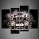 First Wall 4 Panel Wall Art Hot Rod with Smoke Background On Black Painting The Picture Print On Canvas Car Pictures for Home Decor Decoration Gift Piece