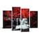 LevvArts Black White and Red Wall Art 4 Pieces Red Tree Forest Waterfall Picture Canvas Print Autumn Landscape Paintings Framed for Office Home Living Room Decor Ready to Hang