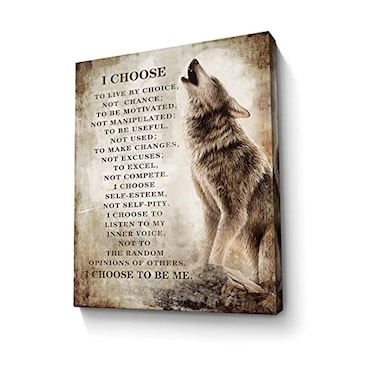 Parylore Motivational Wolf Canvas Wall Art Christian Wolf Gift for Men Picture Wall Decor Inspirational Quotes Painting Framed Modern Artwork for Bedroom Bathroom Office Home Decor 12x16 inch