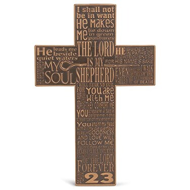 Dicksons Psalm 23 Golden Brown 11 x 7 Resin Decorative Hanging Wall Cross