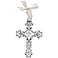 Cathedral Art Bless This Child White Ribbon Baby Cross 5Inch High Silver