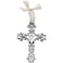 Cathedral Art Bless This Child White Ribbon Baby Cross 5Inch High Silver