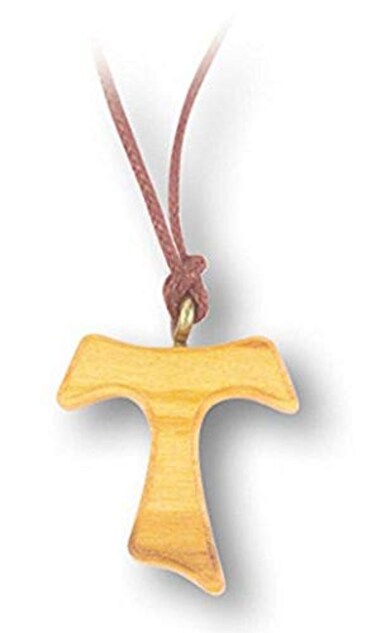 StealStreet SSWjh629 Olive Wood Tau Cross on a Brown Cord