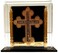Purpledip Gold Leaf Celtic Cross in Transparent Case for Home Altar or Car 11768