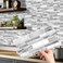 Alwayspon 12 Pcs Peel and Stick Backsplash Vinyl Marble Tile SelfAdhesive Tile Transfer Sticker Stick on Tiles for Kitchen Bathroom 968x472inch246x12cm White Gray Silver Marble Effect
