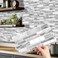 Alwayspon 12 Pcs Peel and Stick Backsplash Vinyl Marble Tile SelfAdhesive Tile Transfer Sticker Stick on Tiles for Kitchen Bathroom 968x472inch246x12cm White Gray Silver Marble Effect