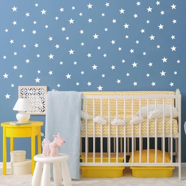 BugyBagy Wall Decals White Stars for Kids Room 345centimeter Mix 112 Pcs Easy to Peel Easy to Stick Safe On Walls and Paint Vinyl Decor by Bugybagy Matte White