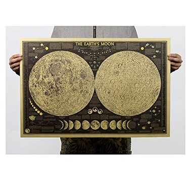 ufengke Retro Moon Phase Poster Kraft Wall Murals Living Room Bedroom Removable
