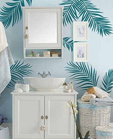 Simple Shapes Palm Leaves Wall Decal Teal by