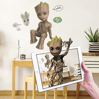 WALL PALZ Wall Palz Marvel Baby Groot Wall Decals 26 Augmented Reality Guardians of The Galaxy Bedroom Wall Decor Peel and Stick Vinyl Wall Stickers