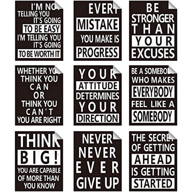 Zonon 9 Pcs Inspirational Wall Decals Spiritual Motivational Wall Stickers Positive Quotes Sayings Phrases Decals for Library Home School Office Art Decorations 8 x 10 Inches