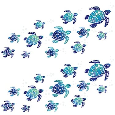 Zonon Sea Turtle Wall Decals Ocean Turtle Vinyl Stickers Underwater Bathroom Decals Waterproof Wall Sticker Decoration for Home Office Nursery Room ToiletBlue24pcs