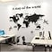 WINDIR 3D World Map Wall Stickers Decor Murals DIY Decal Black 47x24 inch Acrylic Office Wall Art Decor Bedroom Living Room TV wall Black 120x60 cm Medium