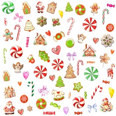 Barri Design Christmas Ornaments Wall Decals Peel and Stick Christmas Candy Wall Stickers Removable Candy Cane Wall Stickers Peppermint Floor Decals Xmas Candyland Home Decor Holiday Party Decorations