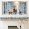 kokolap Winter Forest Wall Stickers 3D Fake Window Wall Decal Nature Landscape Faux Windows Wall Sticker Decor Peel and Stick Sunshine Snow Deer Wall Art Murals for Living Room Kitchen Office Home Dec