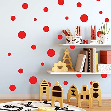 Create-A-Mural CreateAMural Polka Dot Wall Stickers Wall Decor Stickers Wall Dots Vinyl Circle Room Dot Decals Red