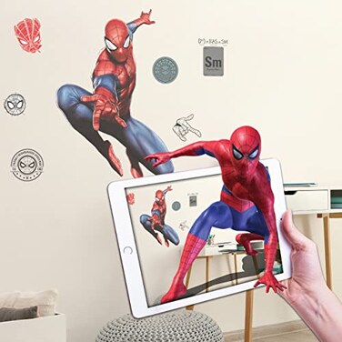 WALL PALZ Wall Palz Marvel SpiderMan Peel and Stick Wall Decals 30 SpiderMan Wall Decor with 3D Augmented Reality Interaction Marvel Decals for Wall