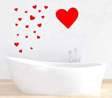 BugyBagy Heart Wall Decals for Wall Decoration 97pcs Mixed Heart Stickers for Nursery Bedroom and Kids Room Decor Red