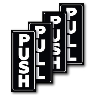 Wrapco Push Pull Door Stickers for Glass Door 2 x 5 Self Adhesive Vinyl Sign Decal