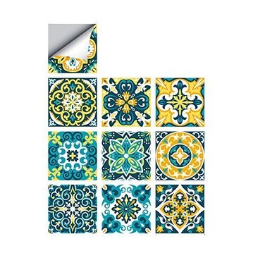 Jacklove 25 PCS Moroccan Style Tile Sticker 4x4 Inch10x10cm Traditional DIY Murals Tile Waterproof Oil Proof Removable Decals for Bathroom Kitchen Backsplash TS212