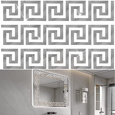 DDSKY 100 Pieces Removable Acrylic Mirror Setting Mirror Tiles Wall Sticker DecalMirror Wall Stickers for Home Living Room Bedroom DecorRoom Decor AestheticSilver