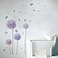 Runtoo Flower Wall Decals Dandelion Butterfly Wall Stickers for Bedroom Living Room Decoration Wall Decor