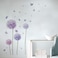 Runtoo Flower Wall Decals Dandelion Butterfly Wall Stickers for Bedroom Living Room Decoration Wall Decor