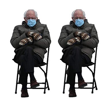 Scoutdoors Bernie Sanders Mittens Sitting Inauguration Sticker Multi Pack 425 by 2 Clear Background so You can Put Bernie Anywhere Indoor Sticker Make Your Own Real Life Funny Meme 2