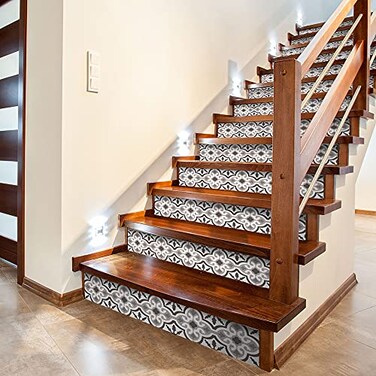 funlife 14 Strips Peel and Stick Stair Risers Stickers Self Adhesive Vinyl Stair Stickers Decals Staircase Murals Decor for Steps 3937X709 Moroccan Pattern