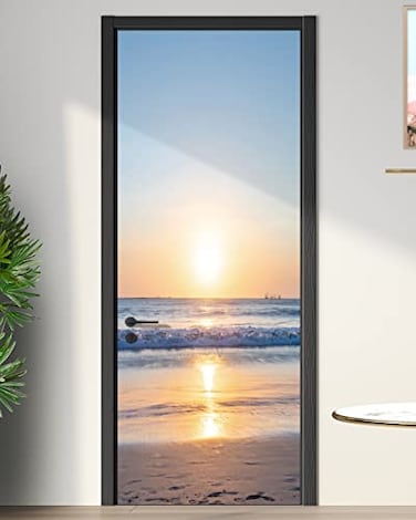 FLFK Peel and Stick Ocean Door Mural Removable SelfAdhesive Wallpaper for Home Decor 303W x 787L Set of 2 Sheets