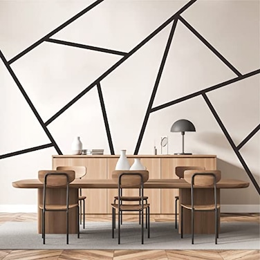 Easma Striped Wall Decals Geometric Line Wall Decal Black Vinyl Walls Decals Modern Walls Stickers Removable Peel and Stick Wall Accent for Office Bedroom Living Room Art Murals Decor