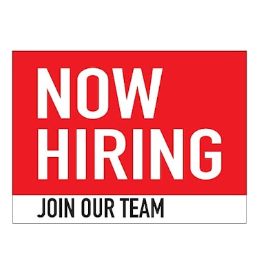 Print Media Large 12x18 Now Hiring Join Our Team Window Vehicle Decal Weather and UV Resistant Outdoor Durability
