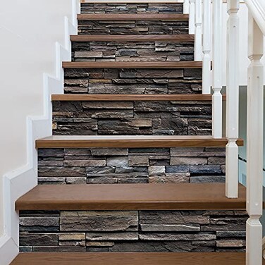 MISSSIXTY 7 Strips Self Adhesive Stair Stickers Peel and Stick Vinyl Stair Risers Decals Staircase Murals Decor for Steps 3937 x 826 RS10