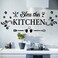 CASADECOR Kitchen Quotes Wall Decor Sticker Bless This Kitchen Decals With Flower Art Removable DIY Vinyl Stickers for Dining Baking Room Bar Restaurant Home Decor