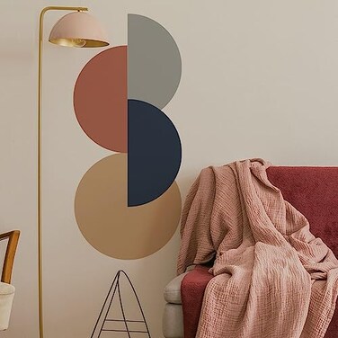 Runtoo Boho Circle Wall Decals Retro Abstract Wall Art Stickers Living Room Bedroom Nursery Home Decor