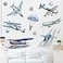 BWLuonan Cartoon Airplane Wall Decals Fighter Jets Parachute Wall Stickers for Kids Playroom Bedroom