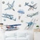 BWLuonan Cartoon Airplane Wall Decals Fighter Jets Parachute Wall Stickers for Kids Playroom Bedroom