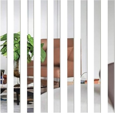 YSSZAM 10 Pcs Mirror Wall Stickers Striped Design Mirror Art Tile Decal DIY Self Adhesive Wall Line Border Decals Removable Acrylic Mirror Sheets Wall Sticker Wall Stickers and Murals for Home Decor 5