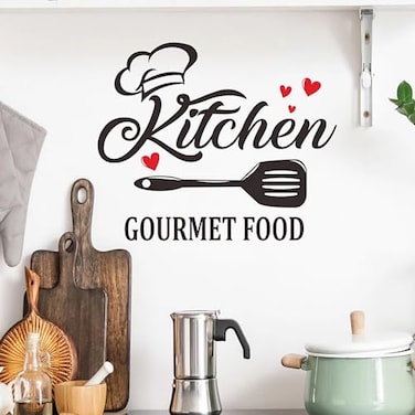 sacinora Kitchen Wall Stickers Kitchen Quotes Gourmet Food Art Wall Decals Removable Vinyl Peel and Stick for Kitchen Dining Restaurant Baking Room Bar Door Home Decor