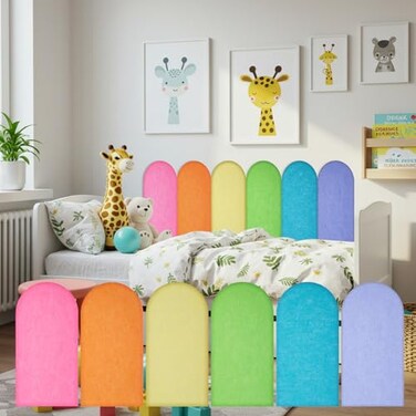 Jetec 6 Pcs Felt Wall Padding for Kids 1575 x 787 x 035 Inch Anti Collision 3D Wall Panel Peel and Stick SelfAdhesive Protective Headboard Upholstered for Playroom NurseryMultiple