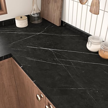 Wallderful Marble Contact Paper Black Wallpaper for Bathroom Matte Self Adhesive Modern Wallpaper Vinyl Removable Peel and Stick Countertops Kitchen Backsplash Cabinet Vinyl Wrap Bedroom 1575x78