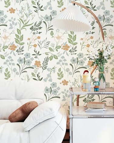MelunMer Floral Wall Paper Peel and Stick Wallpaper Boho Leaf Contact Paper for Drawers Cabinets Self Adhesive Removable Wallpaper for Bedroom Bathroom Waterproof Botanical Green173 x197