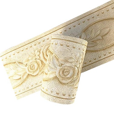 Yija 5 Meters Royal Peony 3D Self Adhesive Peel and Stick Waterproof Wall Border Easy to Apply 4 Inch by 165 Feet Light Yellow