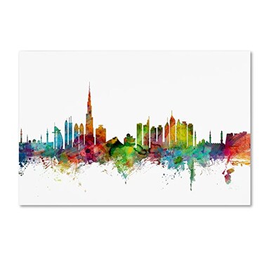 Trademark Fine Art Dubai Skyline by Michael Tompsett 30X47Inch